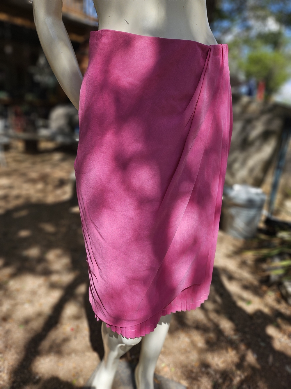 Studio 0001 Ferre Women’s Pink Silk Sarong Pleated Wrap Skirt 10